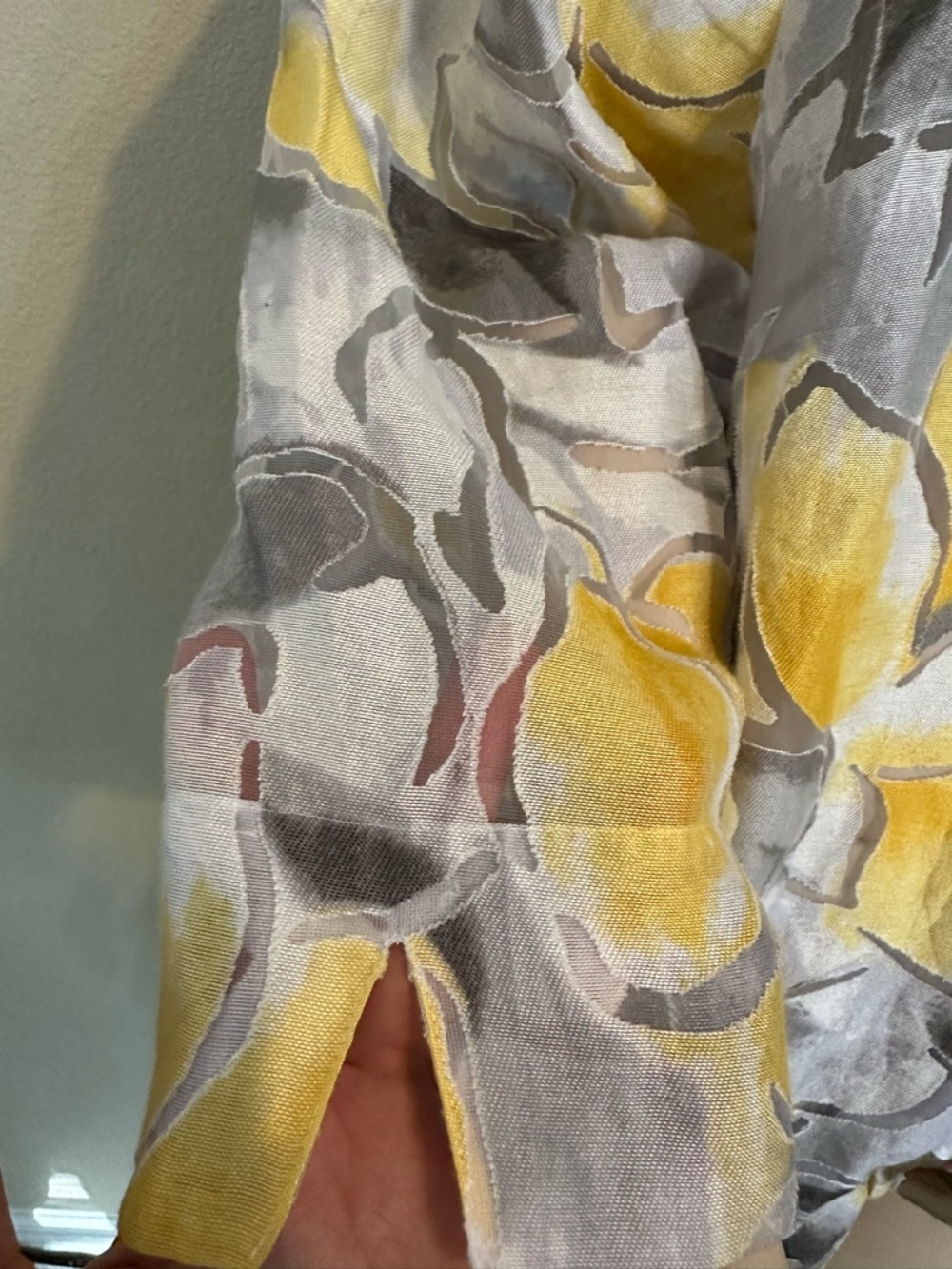 Alfred Dunner Yellow and Gray Floral Button-Front Shirt - Picture 3 of 4